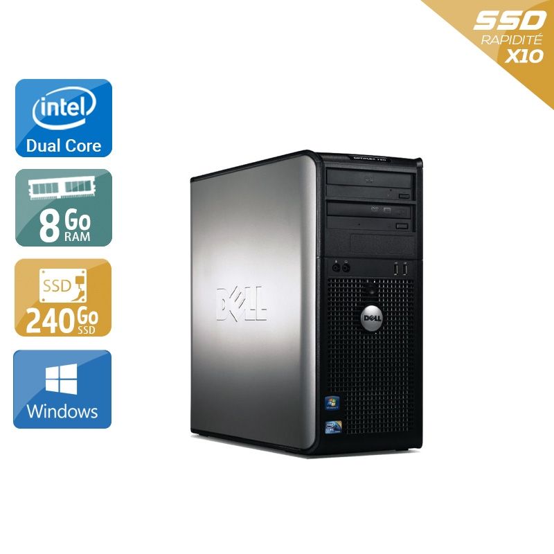 Dell Optiplex 780 Tower Dual Core 8Go RAM 240Go SSD Windows 10