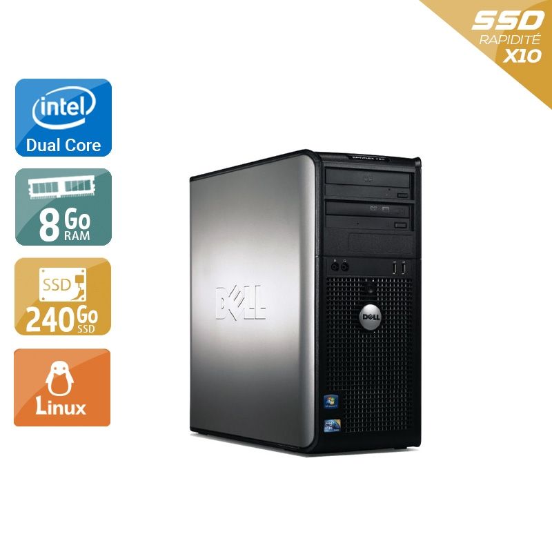 Dell Optiplex 780 Tower Dual Core 8Go RAM 240Go SSD Linux