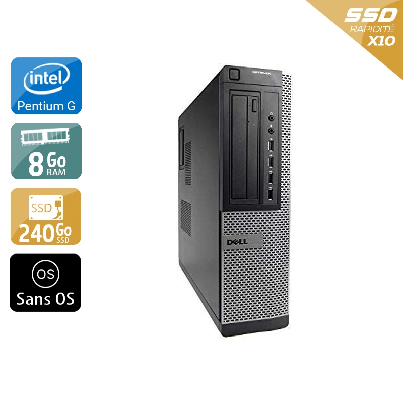 Dell Optiplex 790 Desktop Pentium G Dual Core 8Go RAM 240Go SSD Sans OS