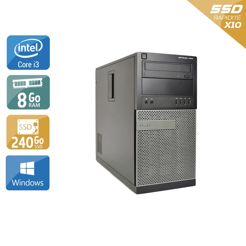Dell Optiplex 790 Tower i3 8Go RAM 240Go SSD Windows 10