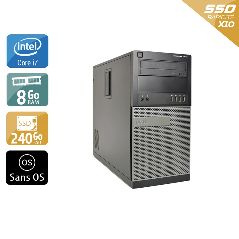 Dell Optiplex 790 Tower i7 8Go RAM 240Go SSD Sans OS