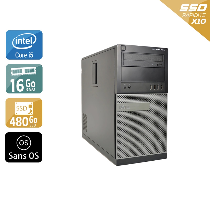 Dell Optiplex 9010 Tower i5 16Go RAM 480Go SSD Sans OS
