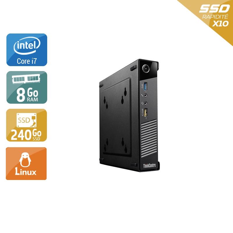 Lenovo ThinkCentre M73 Tiny i7 8Go RAM 240Go SSD Linux