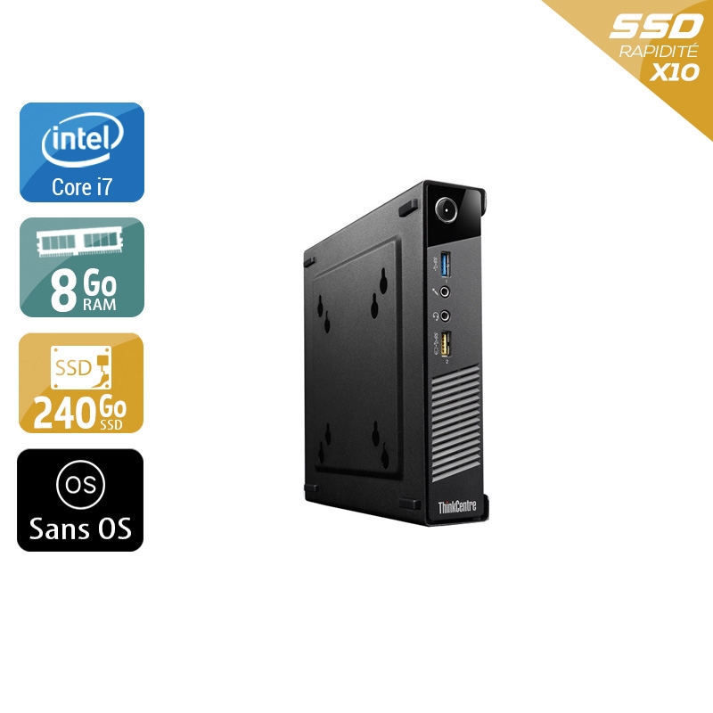 Lenovo ThinkCentre M73 Tiny i7 8Go RAM 240Go SSD Sans OS