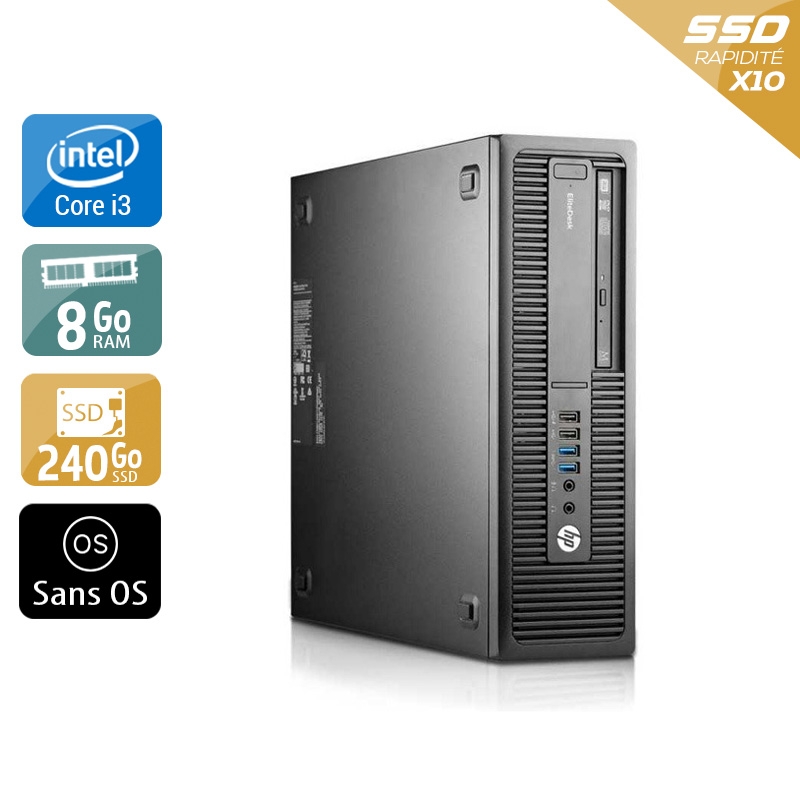 HP EliteDesk 800 G1 SFF i3 8Go RAM 240Go SSD Sans OS