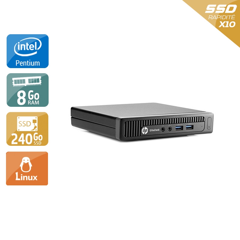 HP EliteDesk 800 G1 TINY Pentium G Dual Core 8Go RAM 240Go SSD Linux