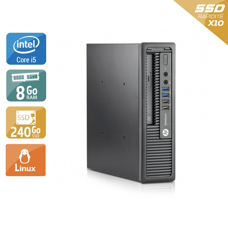 HP EliteDesk 800 G1 USDT i5 8Go RAM 240Go SSD Linux
