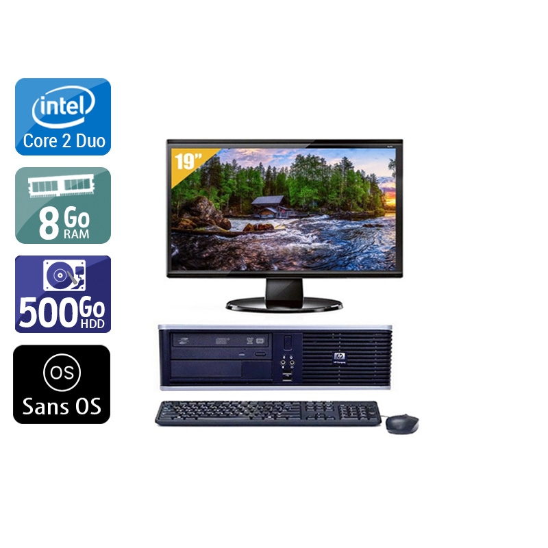 HP Compaq dc7800 SFF Core 2 Duo + Écran - 19'' 8Go RAM 500Go HDD Sans OS  État correctOccasion certifiée reconditionnée Bon état -  reconditionné disponible sur Kiatoo