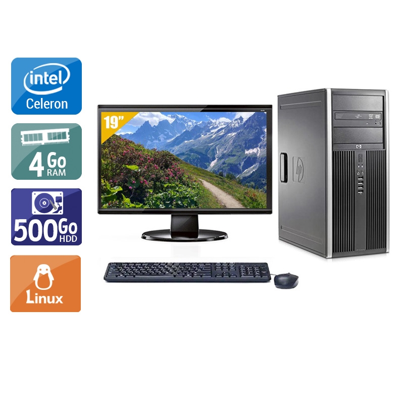 HP Compaq dc7900 Tower Celeron Dual Core avec Écran 19 pouces 8Go RAM 500Go HDD Linux