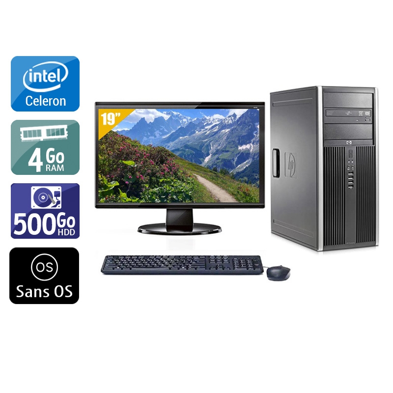 HP Compaq dc7900 Tower Celeron Dual Core avec Écran 19 pouces 8Go RAM 500Go HDD Sans OS