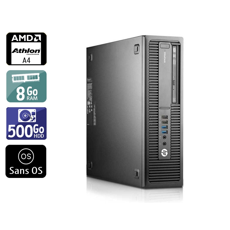 HP EliteDesk 705 G1 SFF AMD A4 - 8Go RAM 500Go HDD Sans OS  État correctOccasion certifiée reconditionnée Bon état -  reconditionné disponible sur Kiatoo