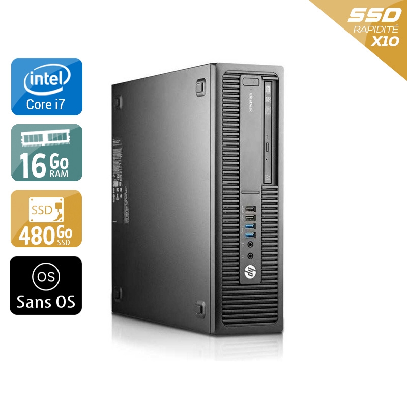HP EliteDesk 800 G1 SFF i7 16Go RAM 480Go SSD Sans OS
