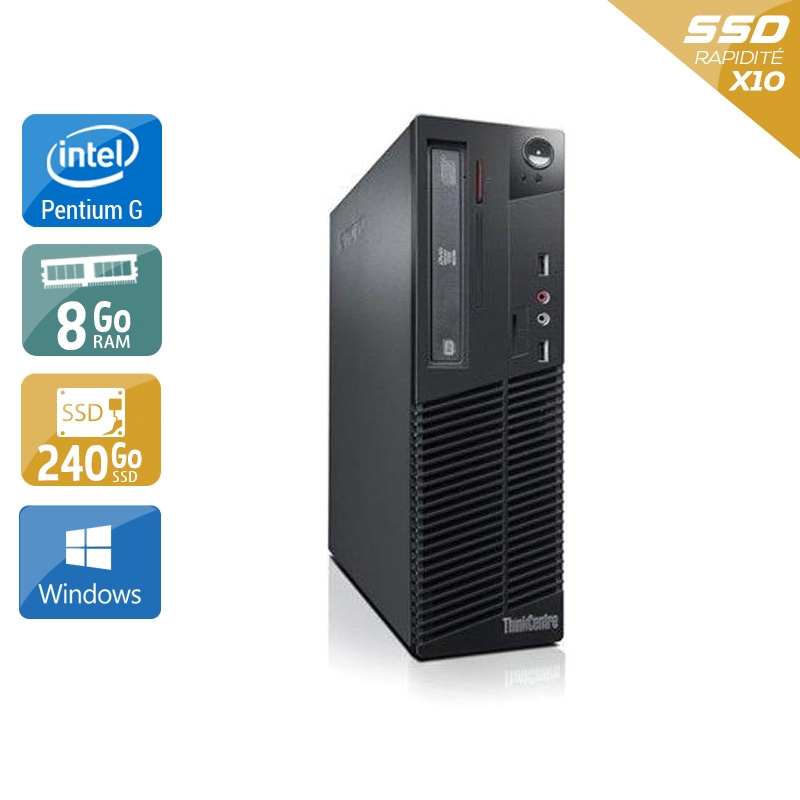 Lenovo ThinkCentre M71 SFF Pentium G Dual Core - 8Go RAM 240Go SSD Windows 10  État correctOccasion certifiée reconditionnée Bon état -  reconditionné disponible sur Kiatoo