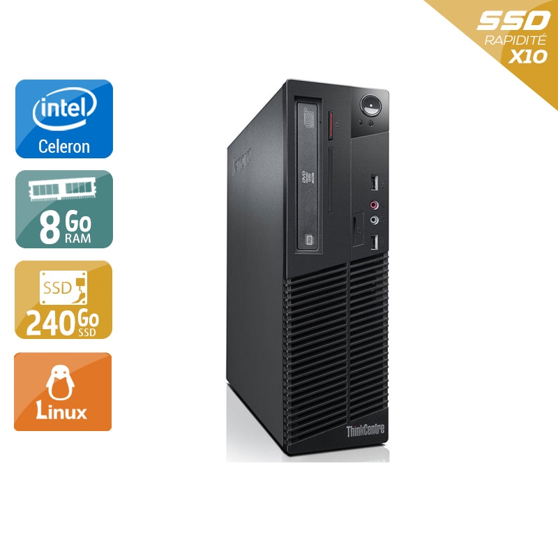 Lenovo ThinkCentre M73 SFF Celeron Dual Core - 8Go RAM 240Go SSD Linux  Très bon étatOccasion certifiée reconditionnée Bon état -  reconditionné disponible sur Kiatoo