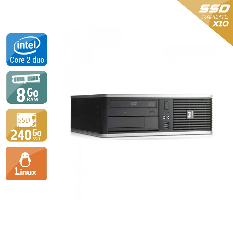 HP Compaq dc7900 SFF Core 2 Duo 8Go RAM 240Go SSD Linux