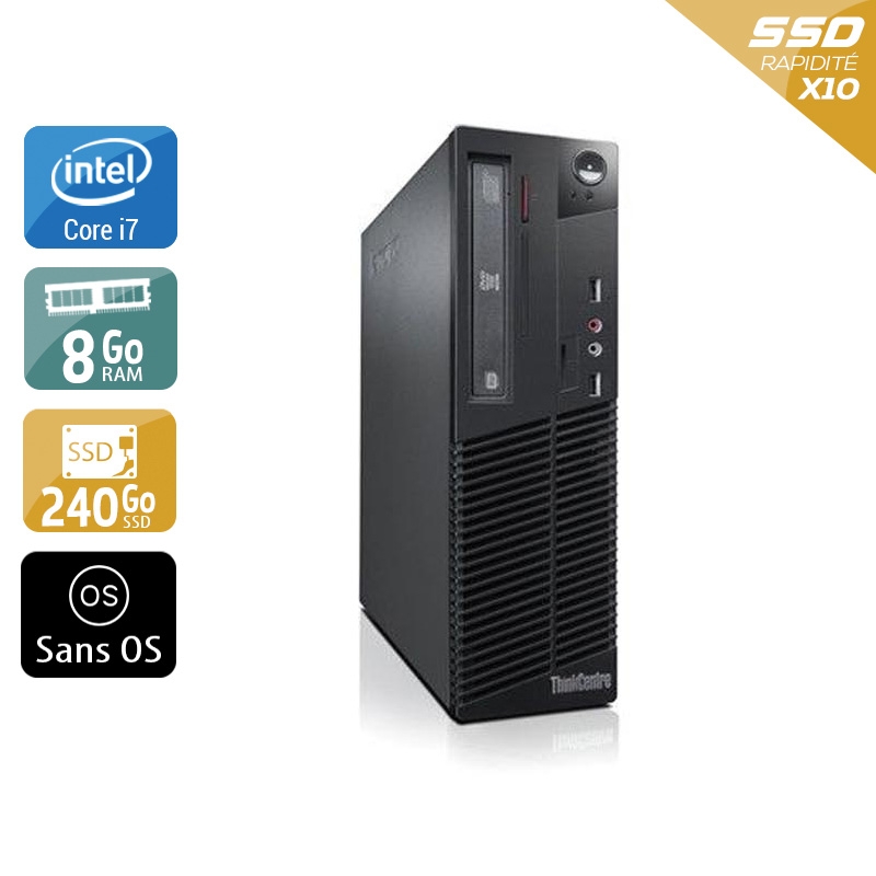 Lenovo ThinkCentre M71 SFF i7 8Go RAM 240Go SSD Sans OS