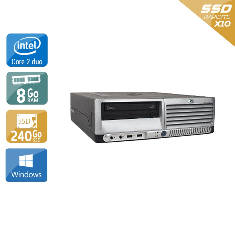 HP Compaq dc7700 SFF Core 2 Duo 8Go RAM 240Go SSD Windows 10