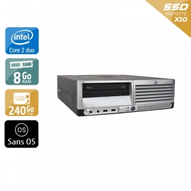 HP Compaq dc7700 SFF Core 2 Duo 8Go RAM 240Go SSD Sans OS