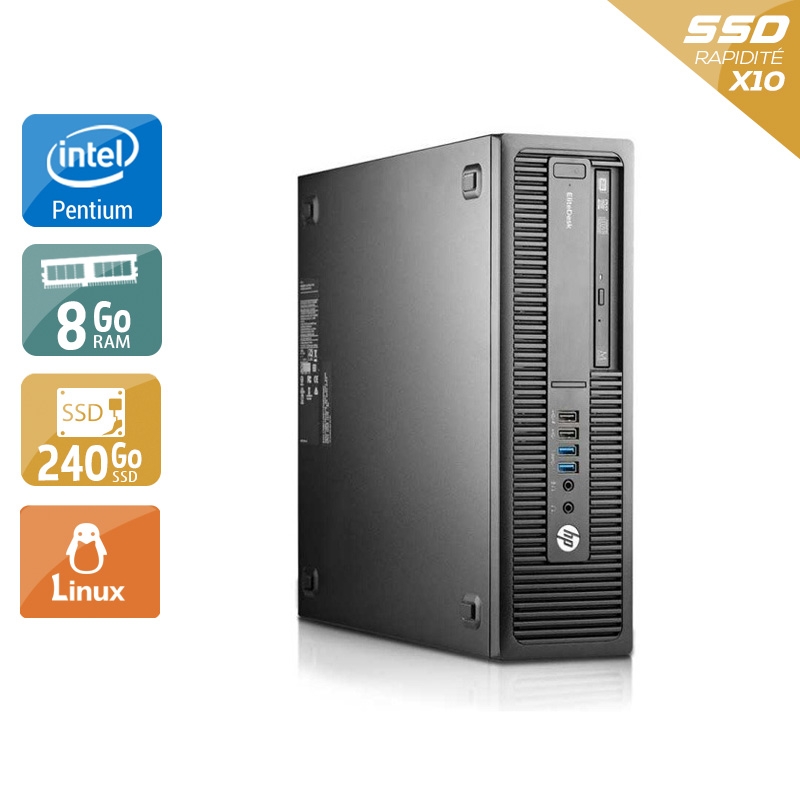 HP EliteDesk 800 G1 SFF Pentium G Dual Core 8Go RAM 240Go SSD Linux