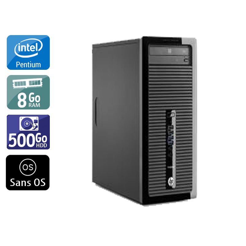 HP ProDesk 400 G1 Tower Pentium G Dual Core 8Go RAM 500Go HDD Sans OS