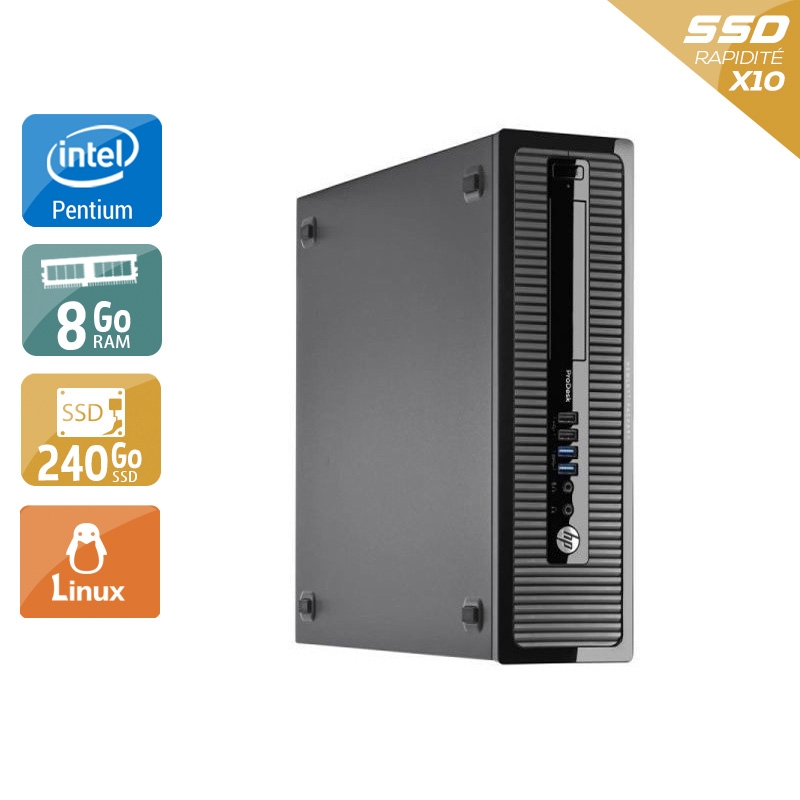 HP ProDesk 400 G1 SFF Pentium G Dual Core 8Go RAM 240Go SSD Linux