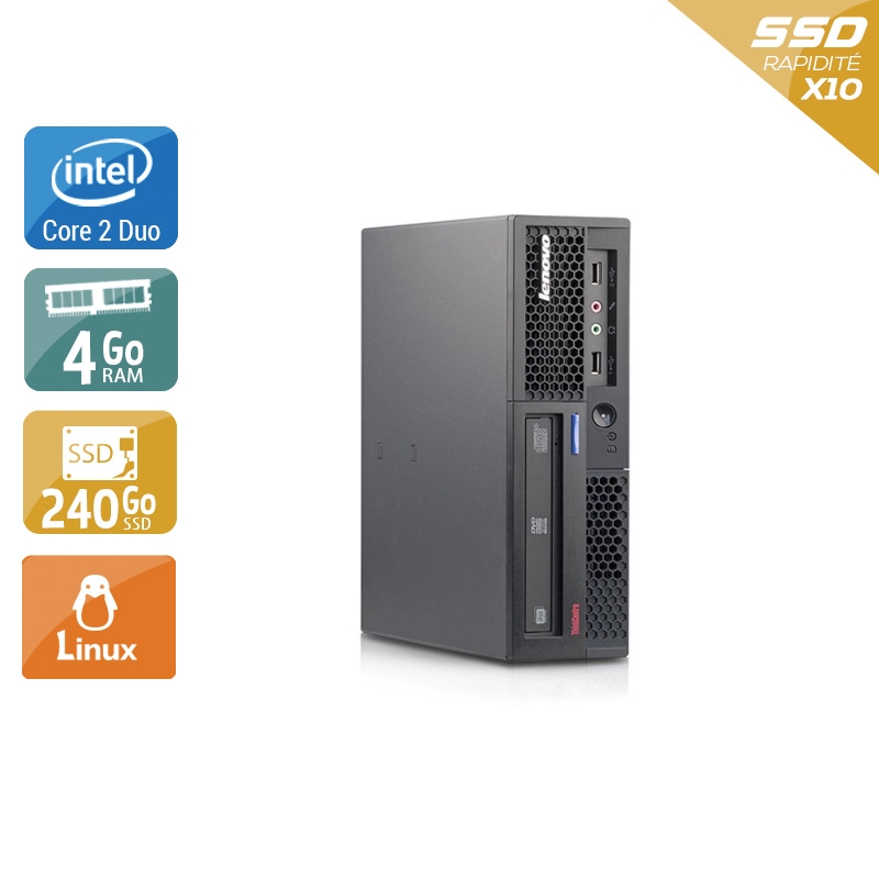 Lenovo ThinkCentre M58 USFF Core 2 Duo 4Go RAM 240Go SSD Linux