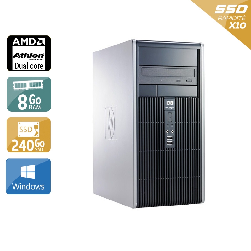 HP Compaq dc5850 Tower AMD Athlon Dual Core 8Go RAM 240Go SSD Windows 10