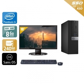 Dell Optiplex 7040 SFF Pentium G Dual Core Gen 6 avec Écran 19 pouces 8Go RAM 240Go SSD Sans OS
