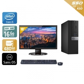 Dell Optiplex 7050 SFF i5 Gen 6 avec Écran 19 pouces 16Go RAM 480Go SSD Sans OS
