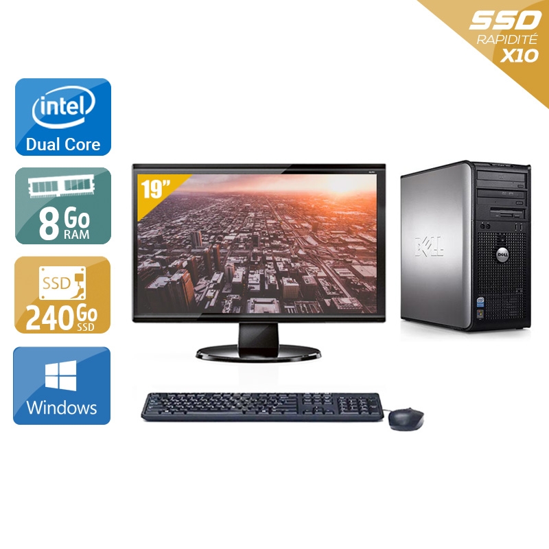 Dell Optiplex 760 Tower Dual Core + Écran - 19'' 8Go RAM 240Go SSD Windows 10  Bon étatOccasion certifiée reconditionnée Bon état -  reconditionné disponible sur Kiatoo