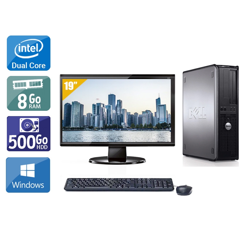 Dell Optiplex 780 Desktop Dual Core + Écran - 19'' 8Go RAM 500Go HDD Windows 10  Très bon étatOccasion certifiée reconditionnée Bon état -  reconditionné disponible sur Kiatoo