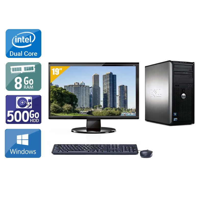 Dell Optiplex 780 Tower Dual Core + Écran - 19'' 8Go RAM 500Go HDD Windows 10  Bon étatOccasion certifiée reconditionnée Bon état -  reconditionné disponible sur Kiatoo