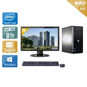 Dell Optiplex 780 Tower Dual Core avec Écran 19 pouces 8Go RAM 240Go SSD Windows 10