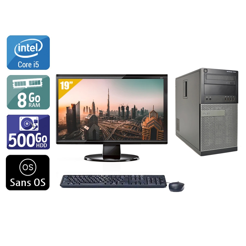 Dell Optiplex 790 Tower i5 avec Écran 19 pouces 8Go RAM 500Go HDD Sans OS