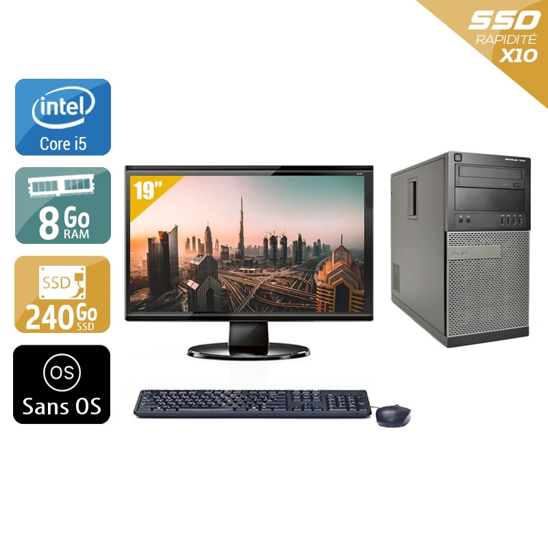 Dell Optiplex 790 Tower i5 + Écran - 19'' 8Go RAM 240Go SSD Sans OS  Bon étatOccasion certifiée reconditionnée Bon état -  reconditionné disponible sur Kiatoo