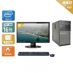 Dell Optiplex 790 Tower i7 avec Écran 19 pouces 16Go RAM 480Go SSD Linux