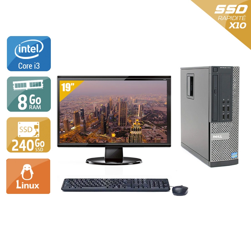 Dell Optiplex 790 SFF i3 + Écran - 19'' 8Go RAM 240Go SSD Linux  Très bon étatOccasion certifiée reconditionnée Bon état -  reconditionné disponible sur Kiatoo