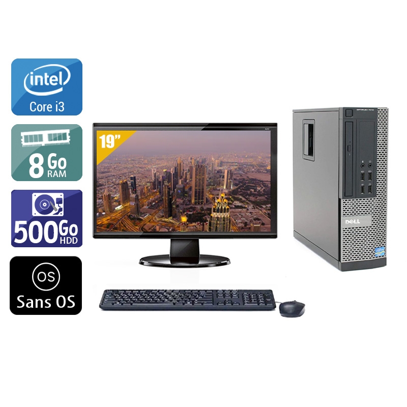 Dell Optiplex 790 SFF i3 avec Écran 19 pouces 8Go RAM 500Go HDD Sans OS