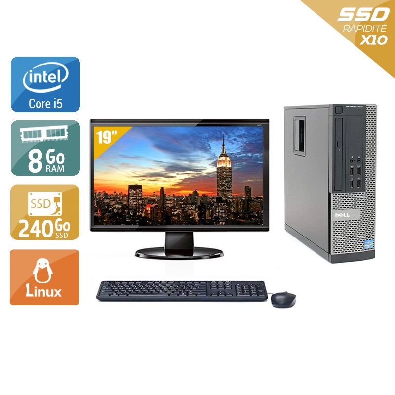 Dell Optiplex 790 SFF i5 avec Écran 19 pouces 8Go RAM 240Go SSD Linux