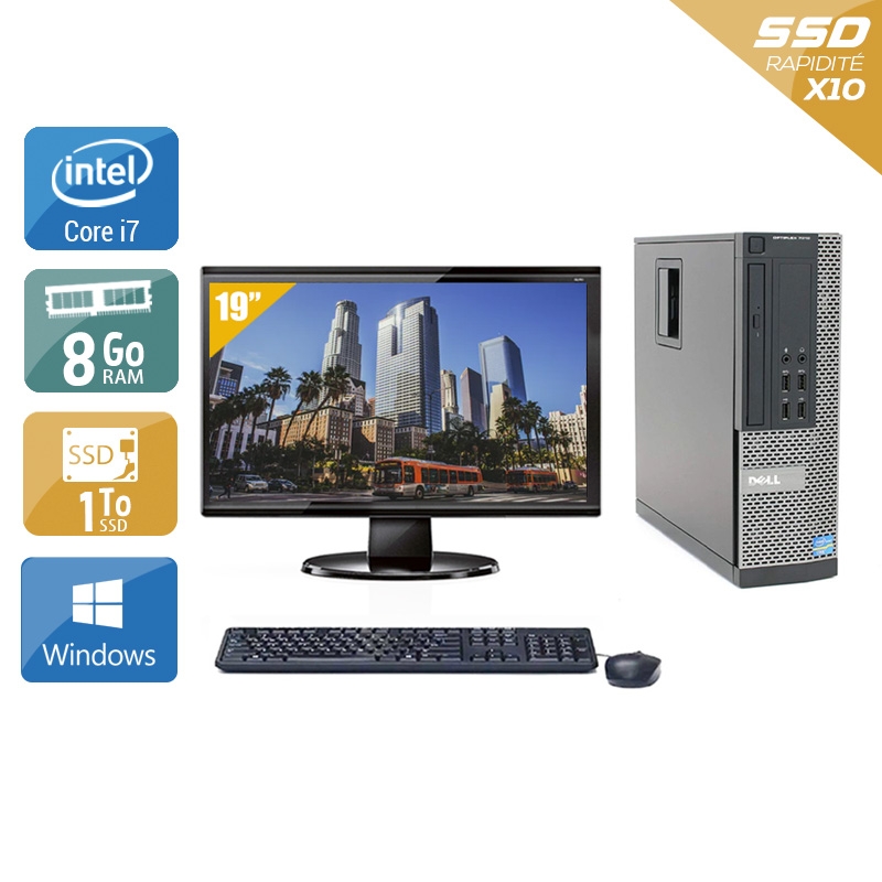 Dell Optiplex 790 SFF i7 avec Écran 19 pouces 8Go RAM 1To SSD Windows 10