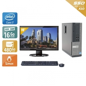 Dell Optiplex 790 SFF i7 avec Écran 19 pouces 16Go RAM 480Go SSD Linux