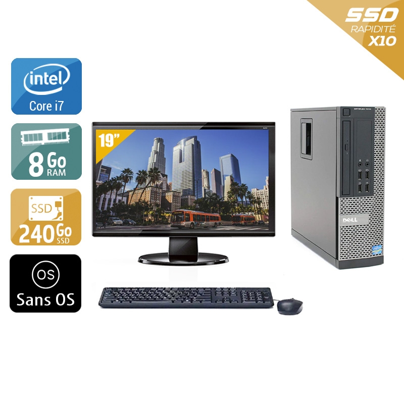 Dell Optiplex 790 SFF i7 avec Écran 19 pouces 8Go RAM 240Go SSD Sans OS