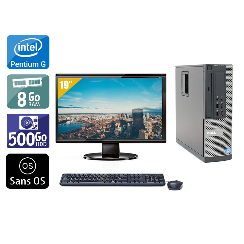 Dell Optiplex 790 SFF Pentium G Dual Core avec Écran 19 pouces 8Go RAM 500Go HDD Sans OS