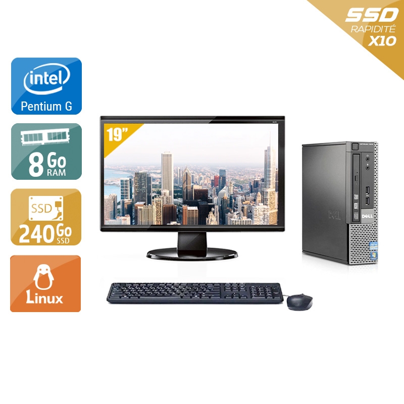 Dell Optiplex 790 USDT Pentium G Dual Core + Écran - 19'' 8Go RAM 240Go SSD Linux  Bon étatOccasion certifiée reconditionnée Bon état -  reconditionné disponible sur Kiatoo
