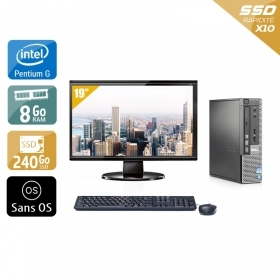 Dell Optiplex 790 USDT Pentium G Dual Core avec Écran 19 pouces 8Go RAM 240Go SSD Sans OS