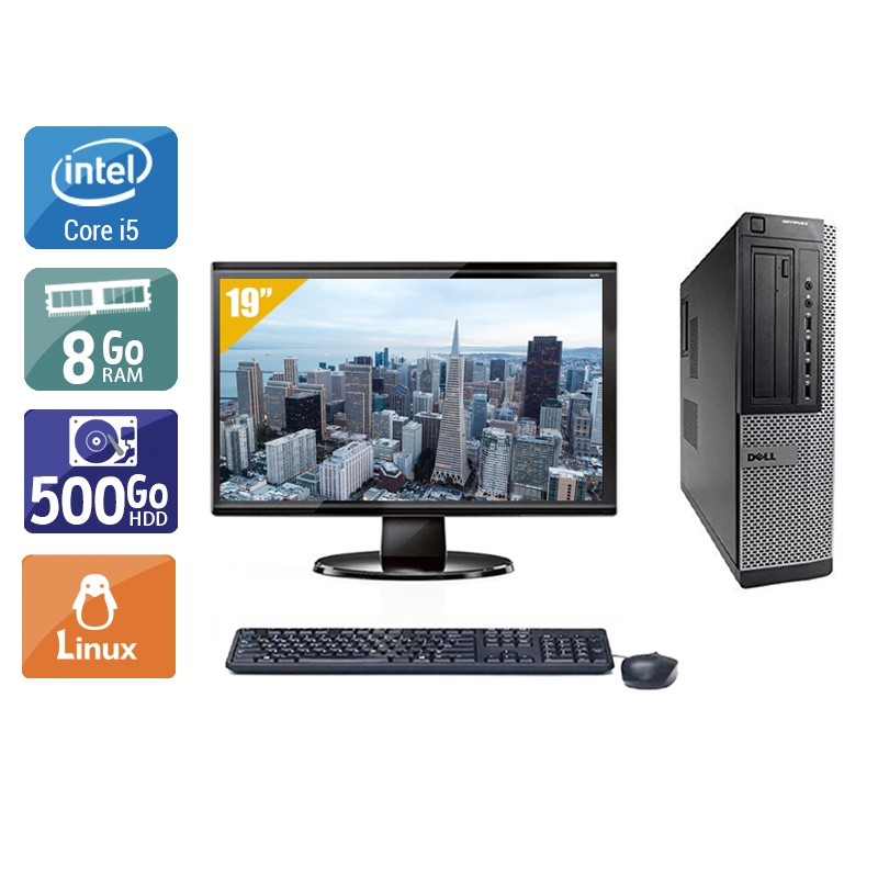 Dell Optiplex 9010 Desktop i5 avec Écran 19 pouces 8Go RAM 500Go HDD Linux