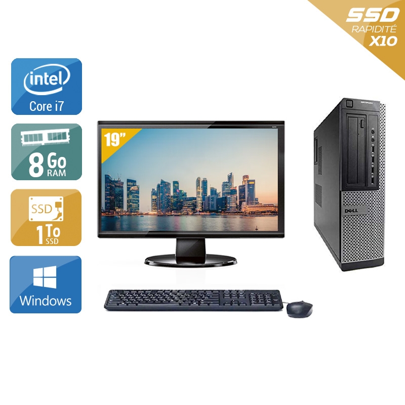 Dell Optiplex 9010 Desktop i7 avec Écran 19 pouces 8Go RAM 1To SSD Windows 10