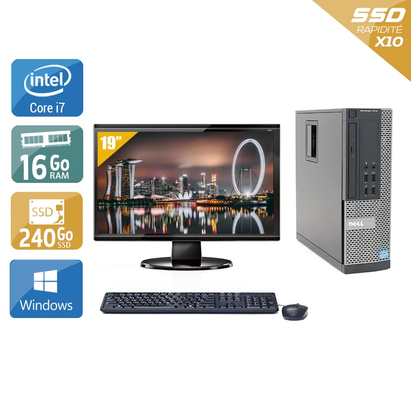 Dell Optiplex 9010 SFF i7 avec Écran 19 pouces 16Go RAM 240Go SSD Windows 10