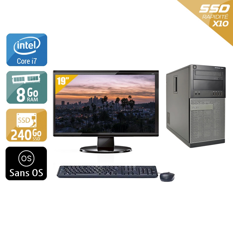Dell Optiplex 9020 Tower i7 + Écran - 19'' 8Go RAM 240Go SSD Sans OS  Bon étatOccasion certifiée reconditionnée Bon état -  reconditionné disponible sur Kiatoo