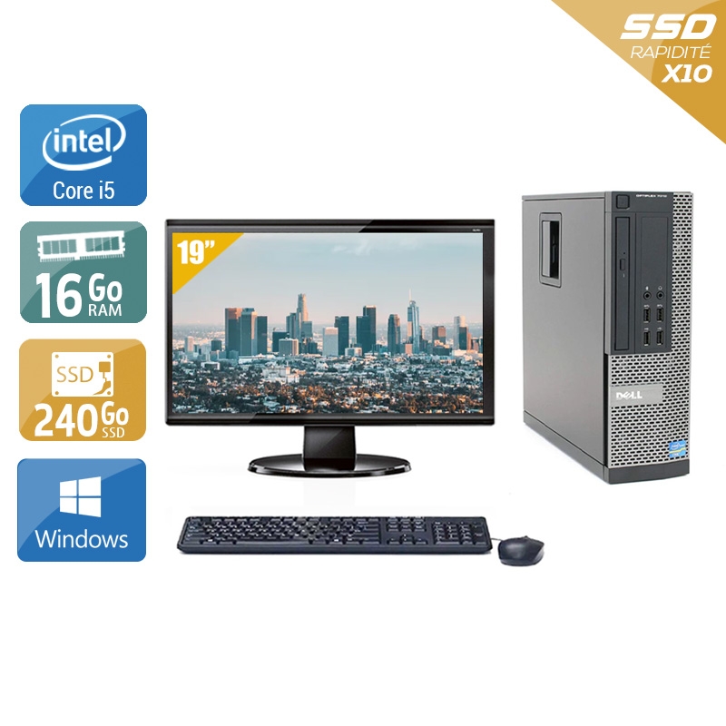 Dell Optiplex 9020 SFF i5 avec Écran 19 pouces 16Go RAM 240Go SSD Windows 10